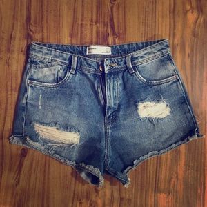 ZARA high-rise denim shorts